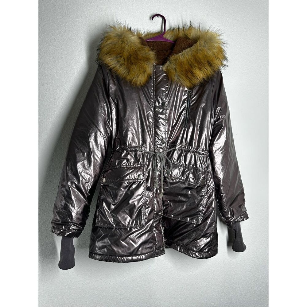 GRACE KARIN Womens Hooded Fleece Line Coats Parkas Faux Fur Jackets Pockets Sz M